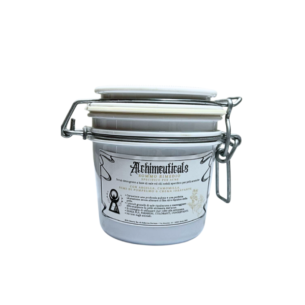 Sommo Rimedio – scrub detergente viso anti-acne con argilla, camomilla e semi di pompelmo